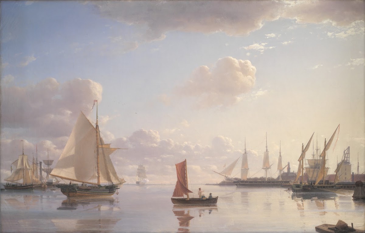 View from Langelinie towards the Royal naval Dockyards at Nyholm Copenhagen Morn