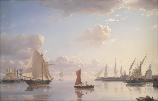 View from Langelinie towards the Royal naval Dockyards at Nyholm Copenhagen Morn