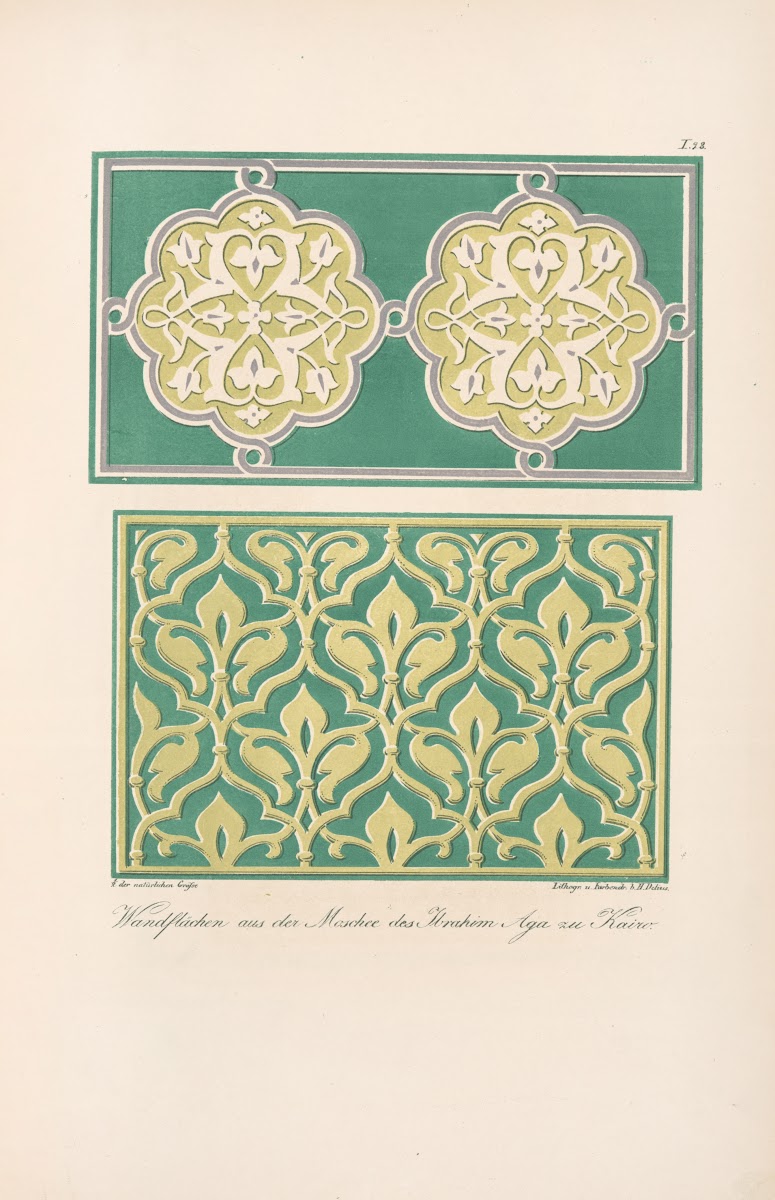 Wandflächen aus der Moschee des Ibrahim Aga zu Kairo 1842