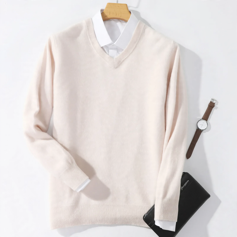 Men's Wool Sweater with V-neck