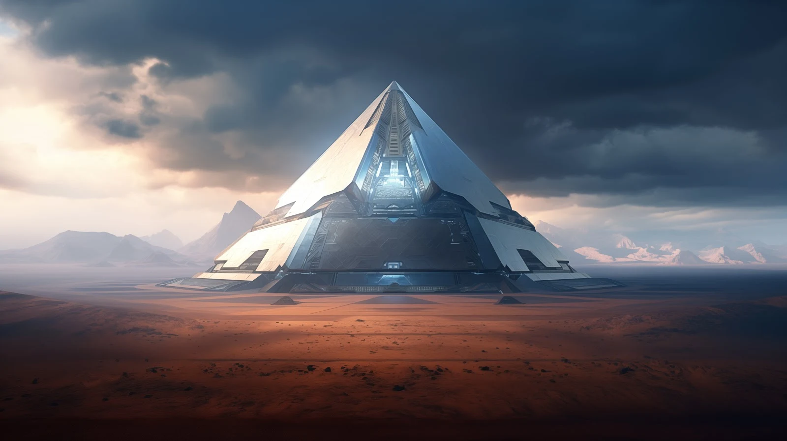 Ai Art, Illustration, Science Fiction, Pyramid, Sunlight 5K Wallpaper