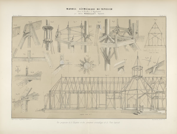 Vue perspective del charpente et des principaux assemblages de la tente impérial
