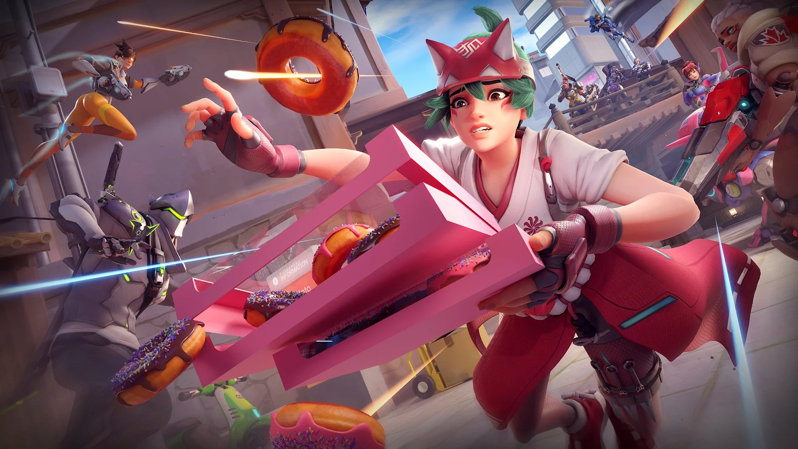 Kiriko From Overwatch 2 With Donuts - Digital Game Art 4K Wallpaper (4096x2304)