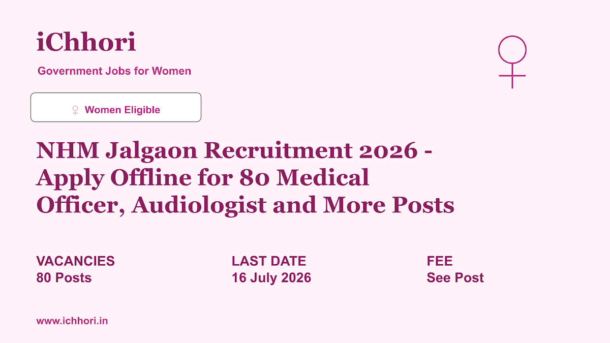 NHM Jalgaon Recruitment 2026 - Apply Offline for 80 Medical Officer, Audiologist and More Posts - iChhori