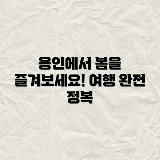 봄 추천 여행지, 용인 여행, 용인 봄 여행, 용인 관광, 용인 가족 여행