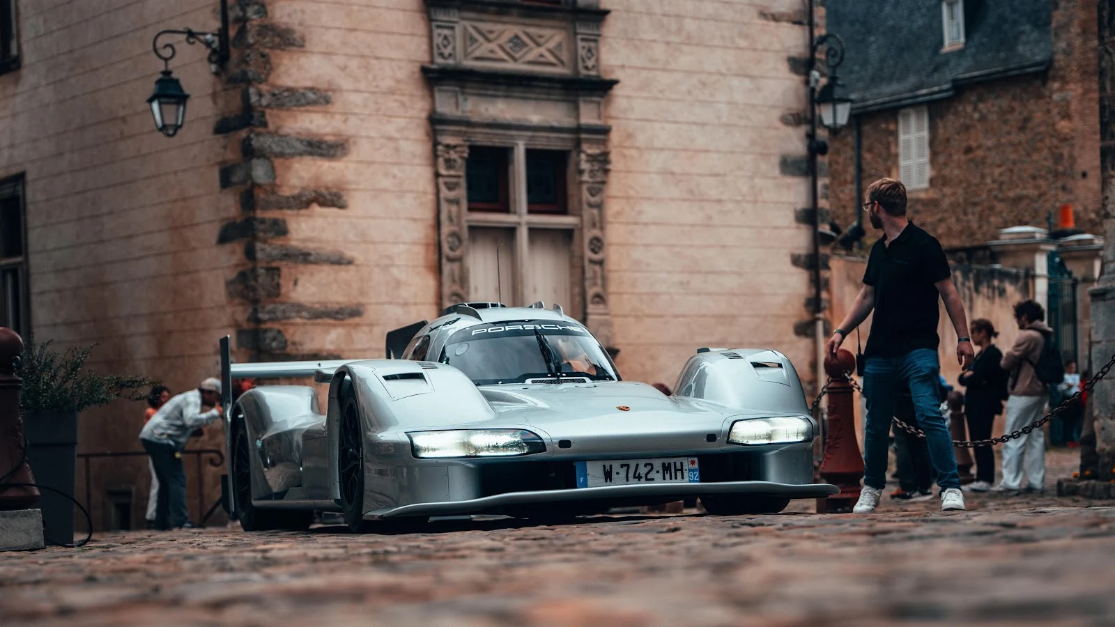 Porsche Mission X On Cobblestone - Automotive Photography 5K Wallpaper (5899x3319)