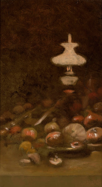 Oil lamp and fruits after 1894
