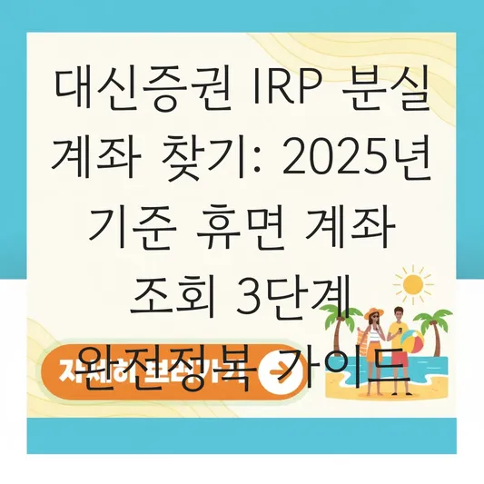 대신증권 IRP 분실 계좌 찾기 하는 법 대표 이미지