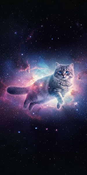 Cosmic Cat Nebula Portrait 4K iPhone Wallpaper Background