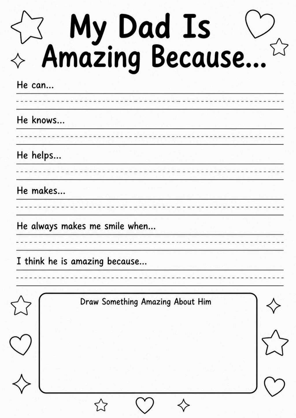 My Dad Is Amazing Because Worksheet