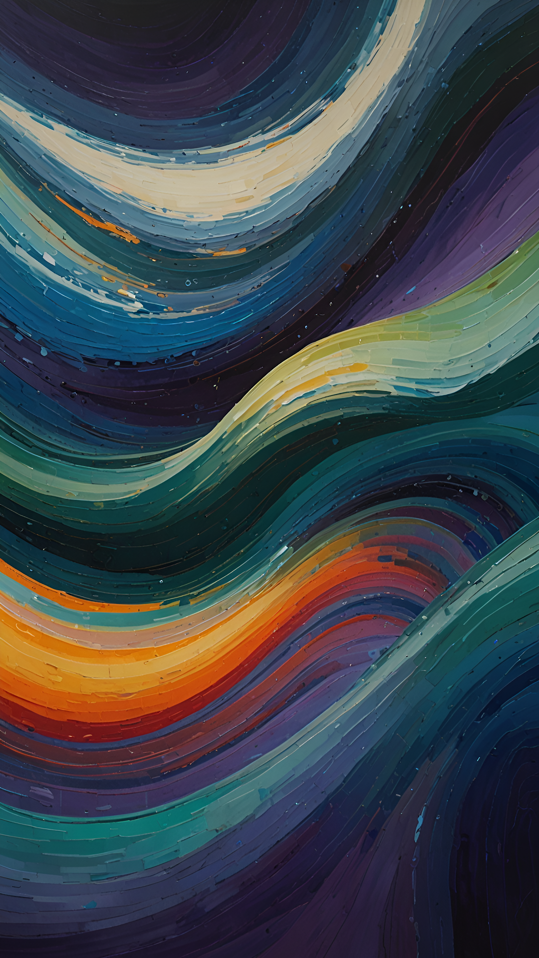 Vibrant Impasto Waves Abstract Painting Texture Art - Free 4K mobile Wallpaper