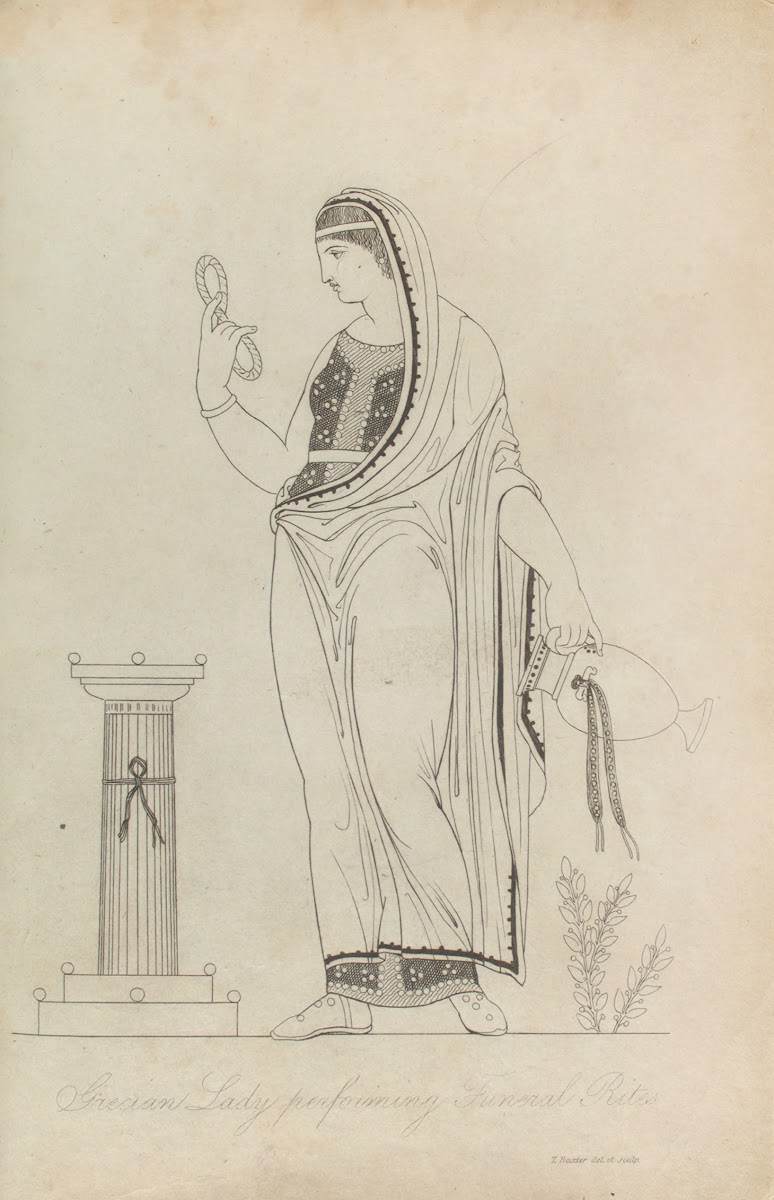 Grecian lady performing funeral rites 1814