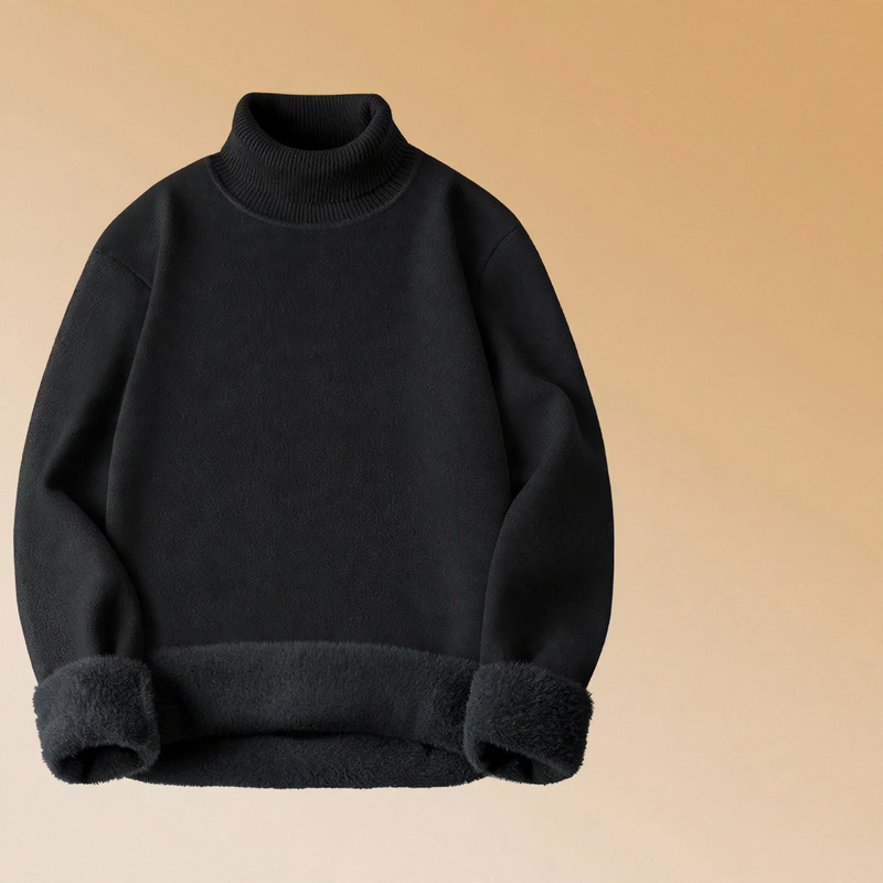 Men's Wool Modal Sweater, lined, stand-up collar, 650g