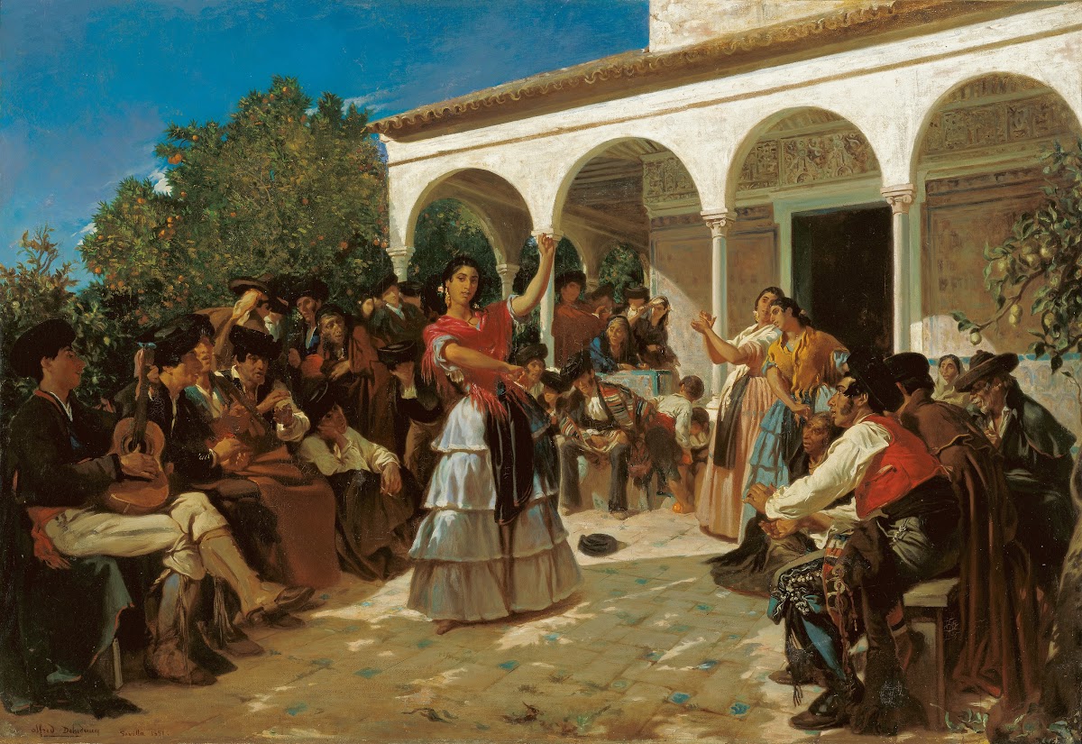 A Gypsy Dance in the Gardens of the Alcázar in front of Charles V Pavilion 1851