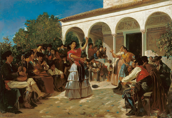 A Gypsy Dance in the Gardens of the Alcázar in front of Charles V Pavilion 1851