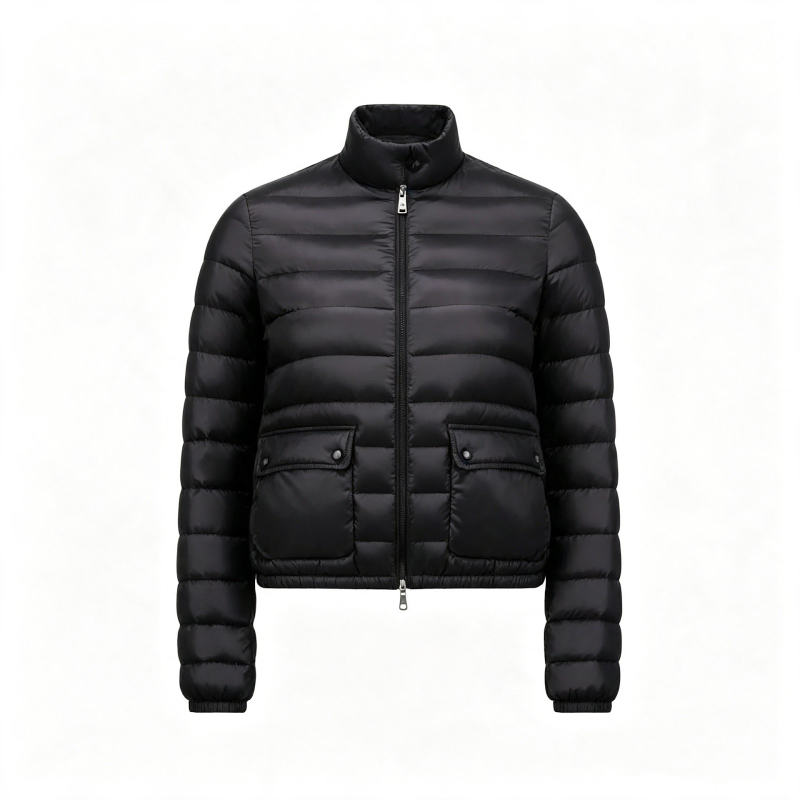 Light Women's Down Jacket, Stand Collar, White Goose Down