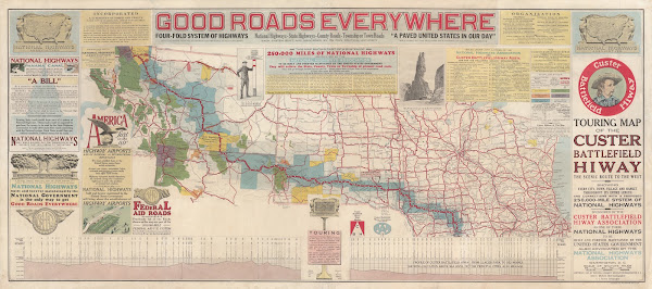 Touring Map Of The Custer Battlefield Hiway The Scenic Route To The West 1925