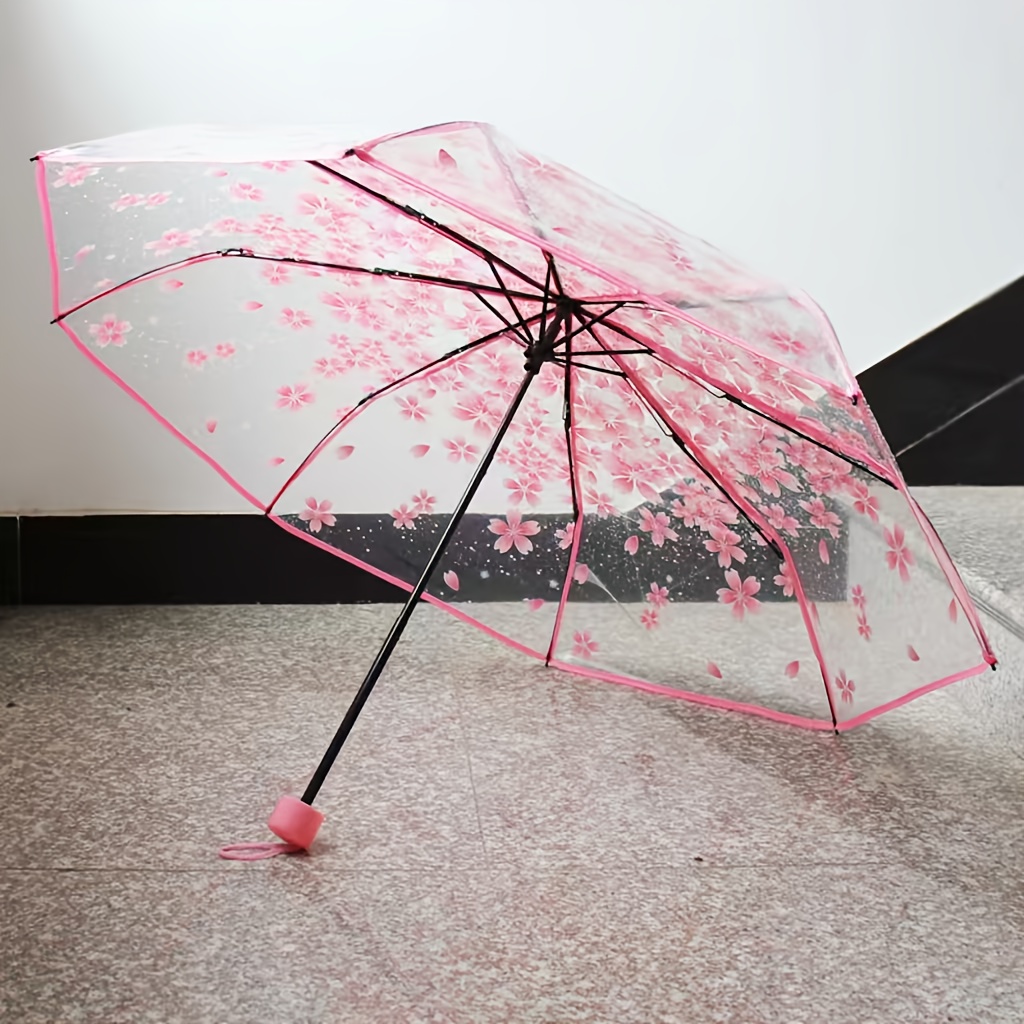 Transparent Cherry Blossom Folding Umbrella