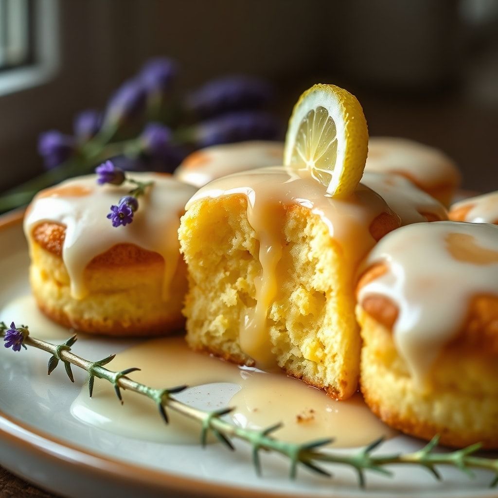 Mini Lemon Cakes with Lavender Glaze Easy Spring Dessert (One-Bowl, 40-Minute) finished