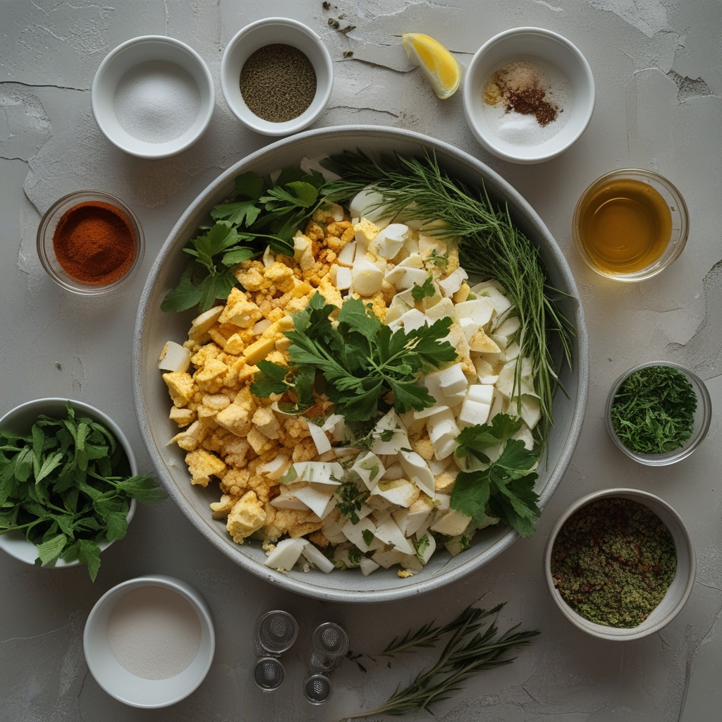 Ingredients for Crispy Egg Salad Recipe - Easy & Homemade Comfort Food