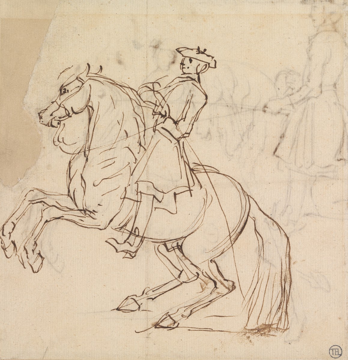 Rider on a Horse Rearing to Left