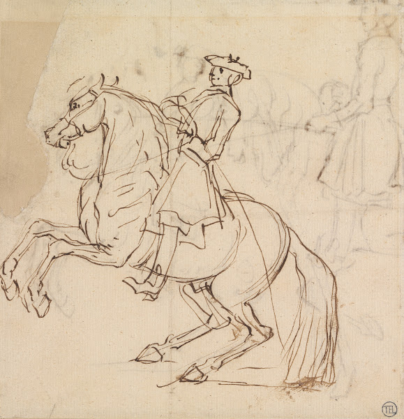 Rider on a Horse Rearing to Left