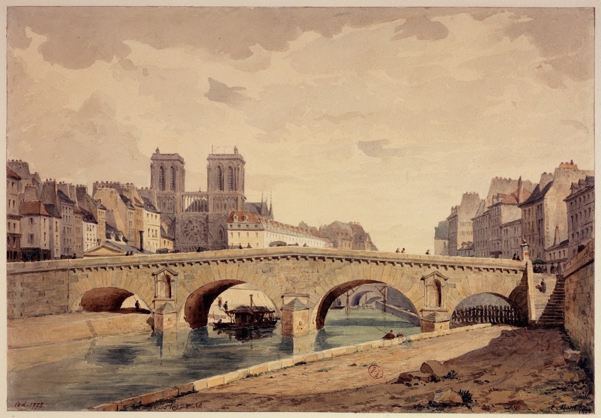 Le vieux pont Saint Michel en 1850