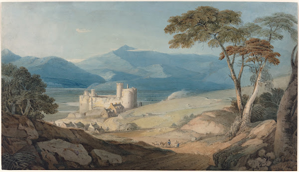 Harlech Castle and Snowdon c 1805