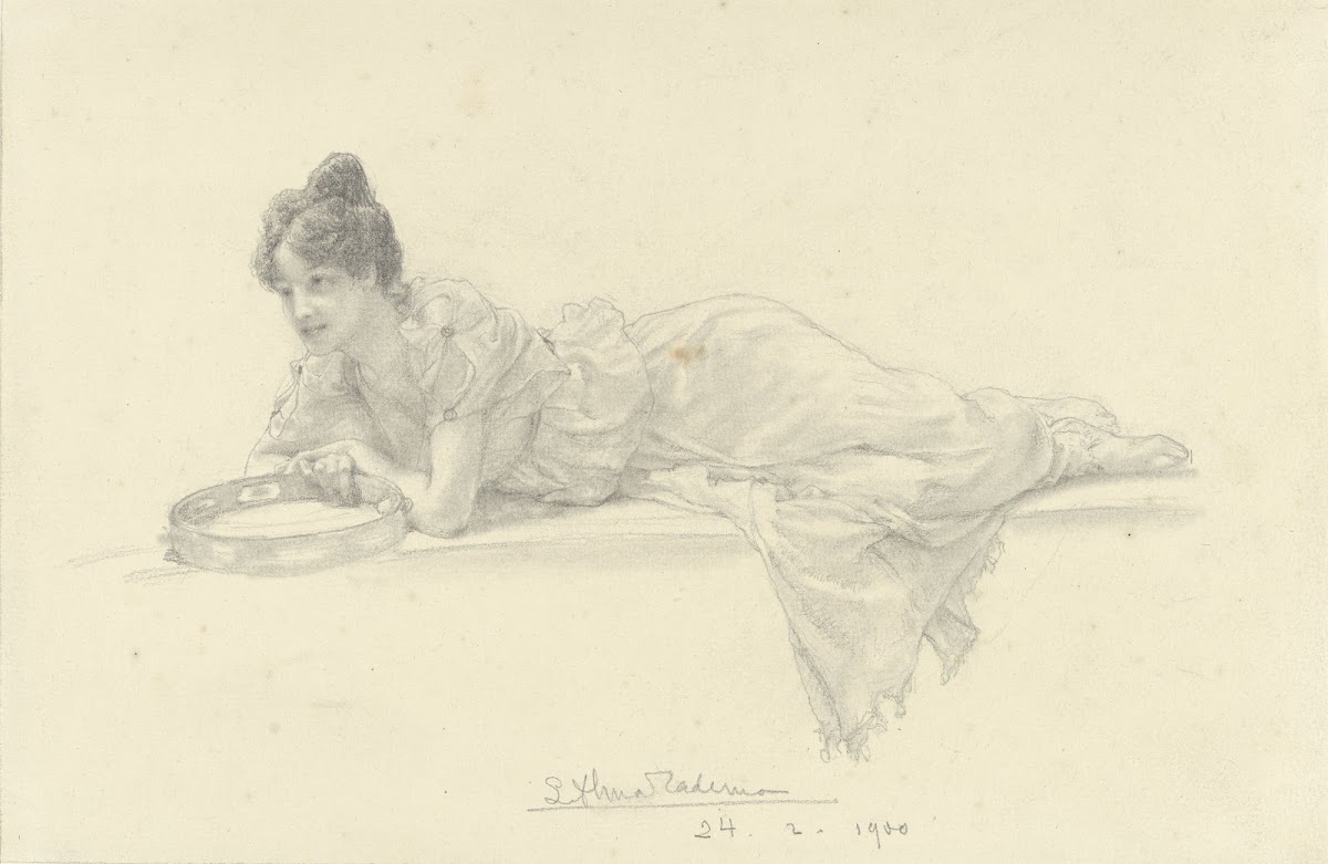 Liggende vrouw met tamboerijn 1900