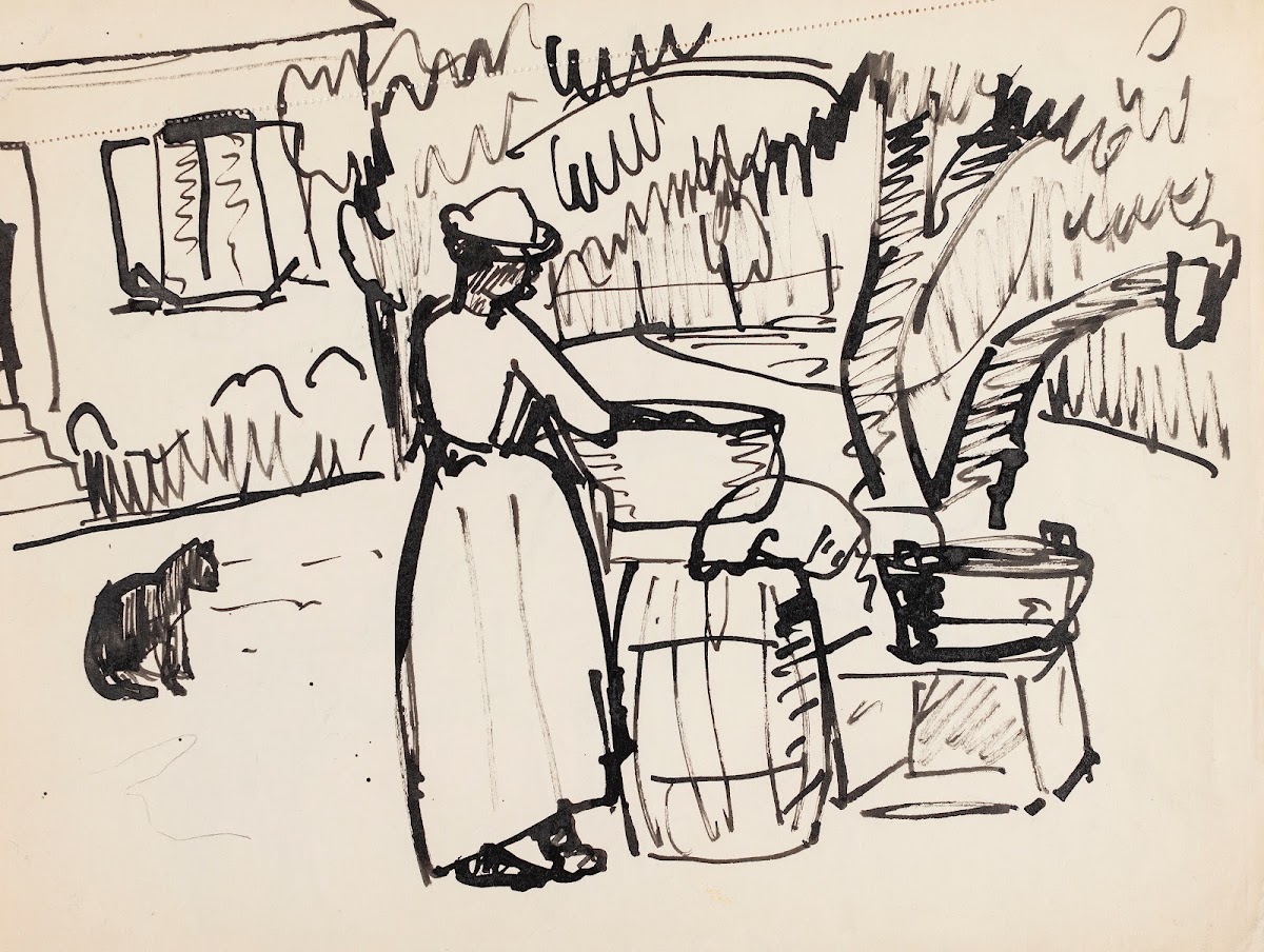 A woman washing clothes 20th century