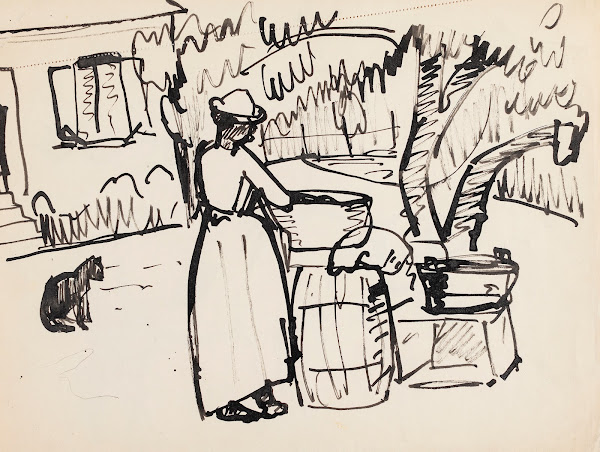 A woman washing clothes 20th century
