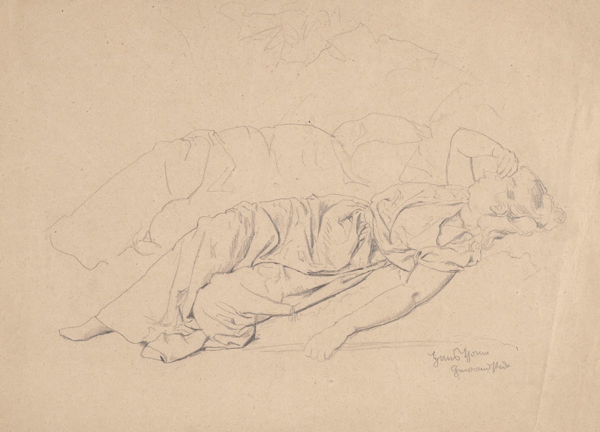 Study of a Reclining Woman Covering Her Eyes with Her Right Hand 1878
