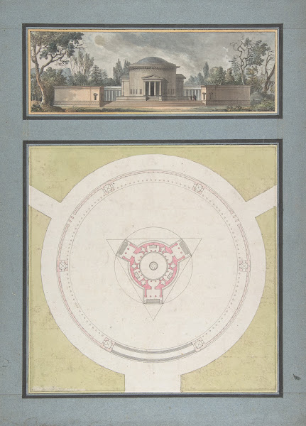 Project for a Temple Dedicated to the Trinity Elevation and Plan ca 1783