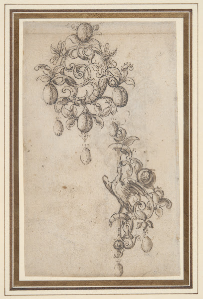Two designs for brooches with pearl drops late 16thearly 17thcentury