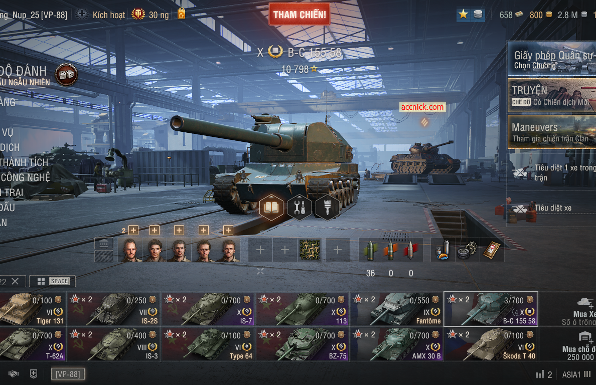 Acc World of Tanks PC sở hữu 6 tank X gồm BZ-75, 113, IS-7,...