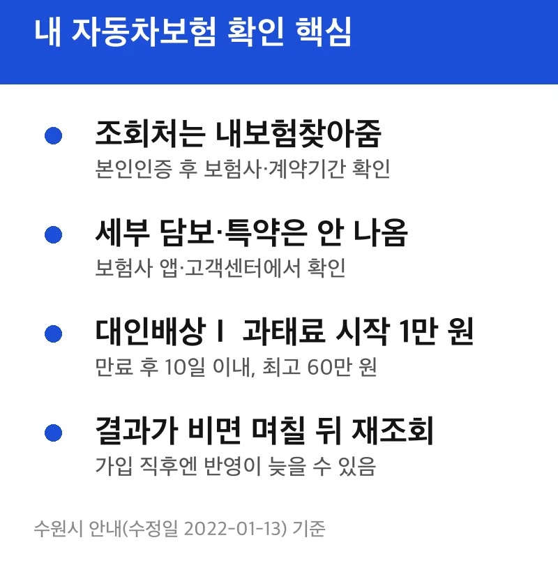 내 자동차보험 확인 핵심