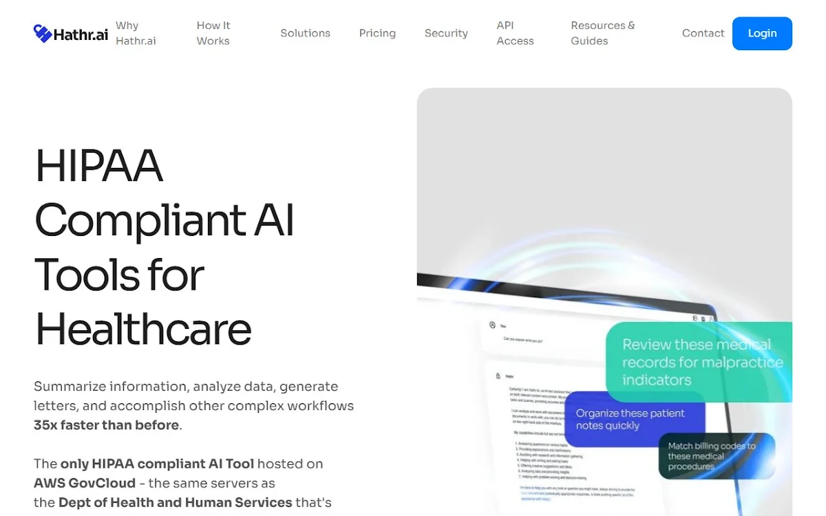 Captura de Hathr AI: HIPAA Compliant AI Chat Tool