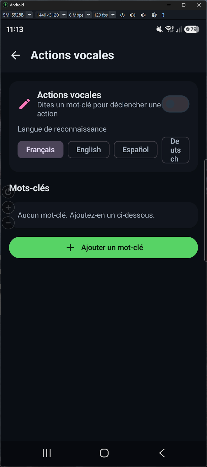 Accessibility Controller Android - actions vocales : un mot-clé déclenche une action, 4 langues