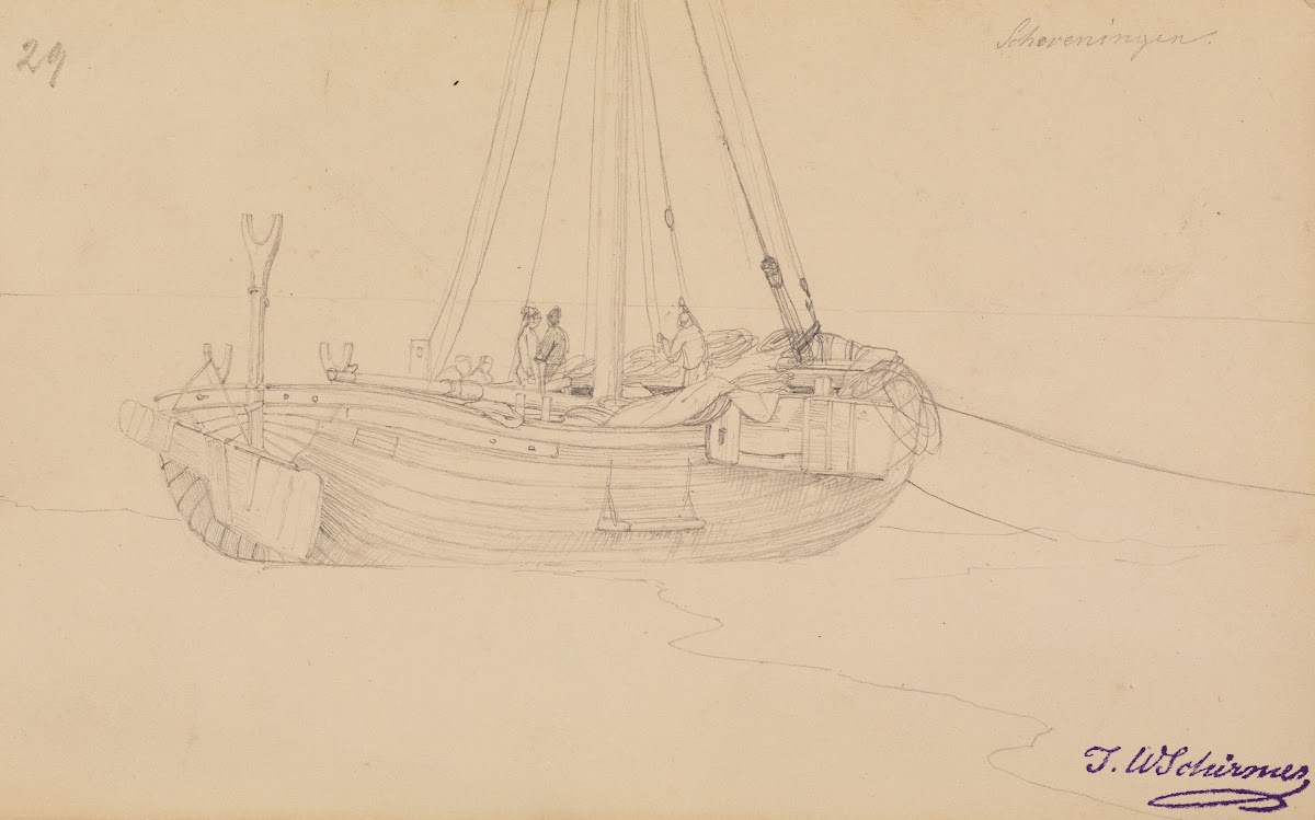 Fischerkahn am Strand von Scheveningen fol 29 1836