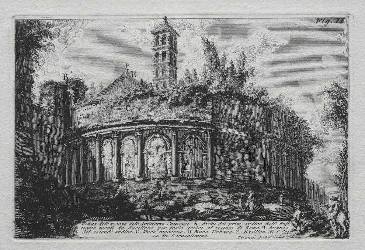 Veduta dellavanzo dellAnfiteatro Castranse 1750s