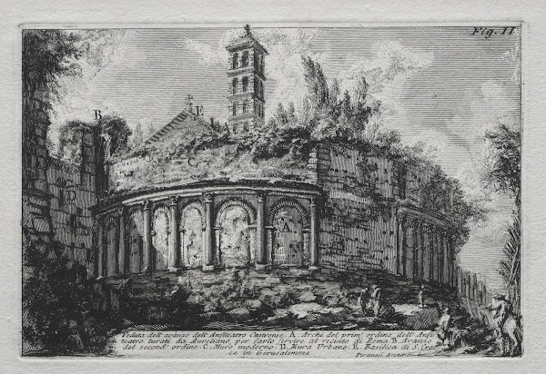 Veduta dellavanzo dellAnfiteatro Castranse 1750s