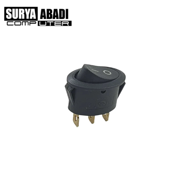 ROCKER SWITCH OVAL 3PIN ON OFF ON HITAM