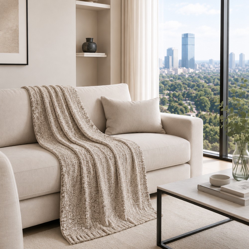 Frazada decorativa de poliéster Dream Home™ 127 x 178 cm color arena