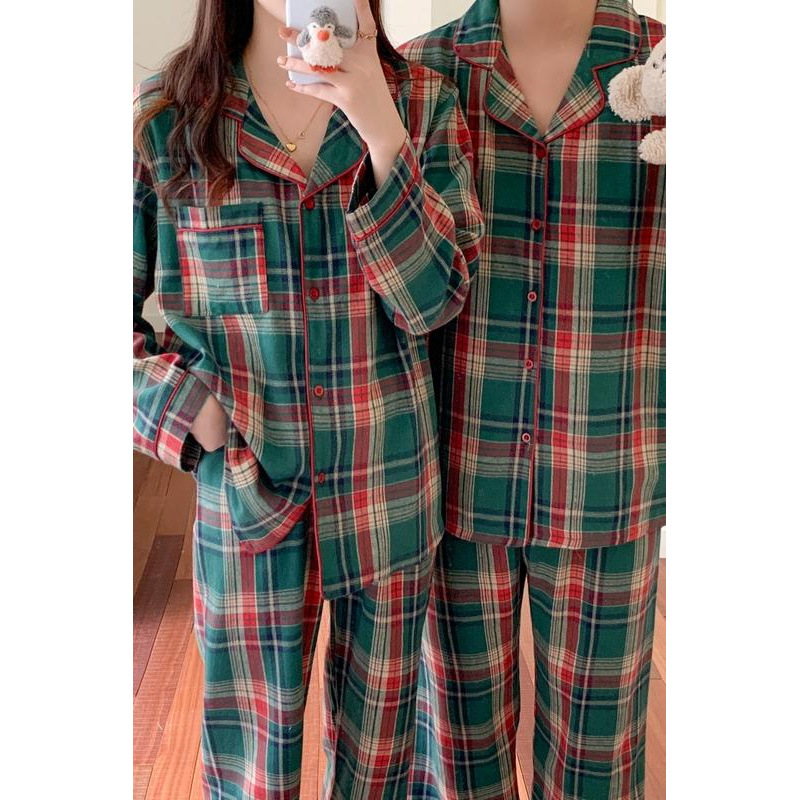 Festive Checkered Loungewear for Women, Brushed