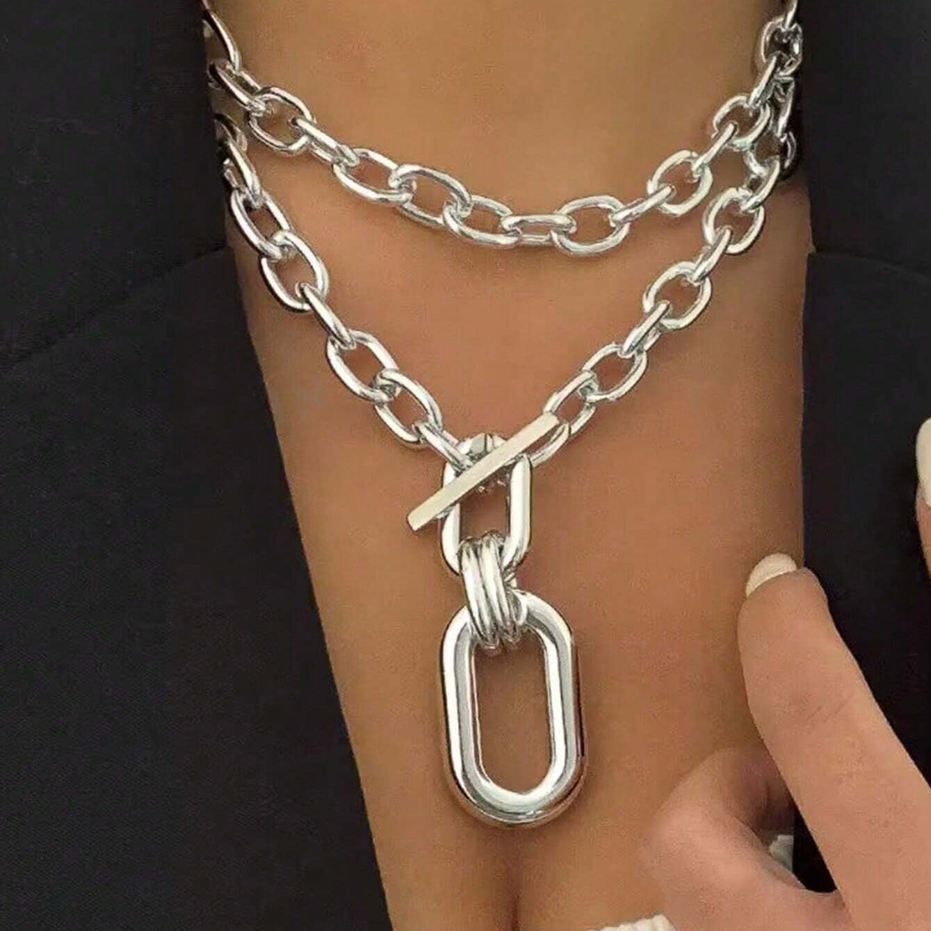 Cross necklace, silver-plated