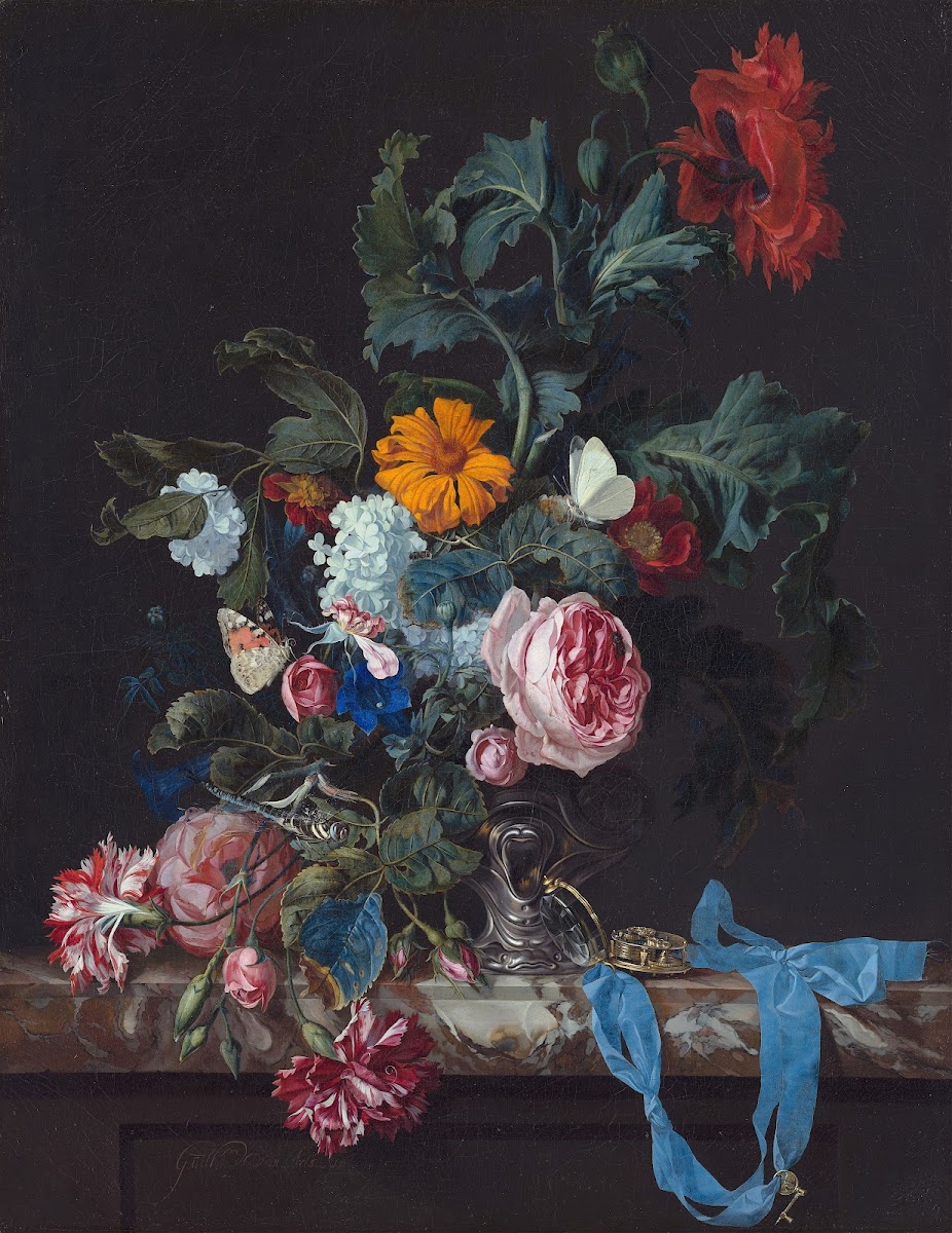 Flower Still Life with a Timepiece 1663