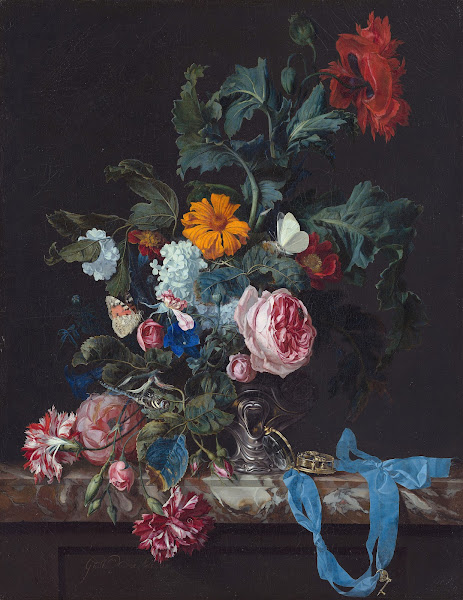 Flower Still Life with a Timepiece 1663