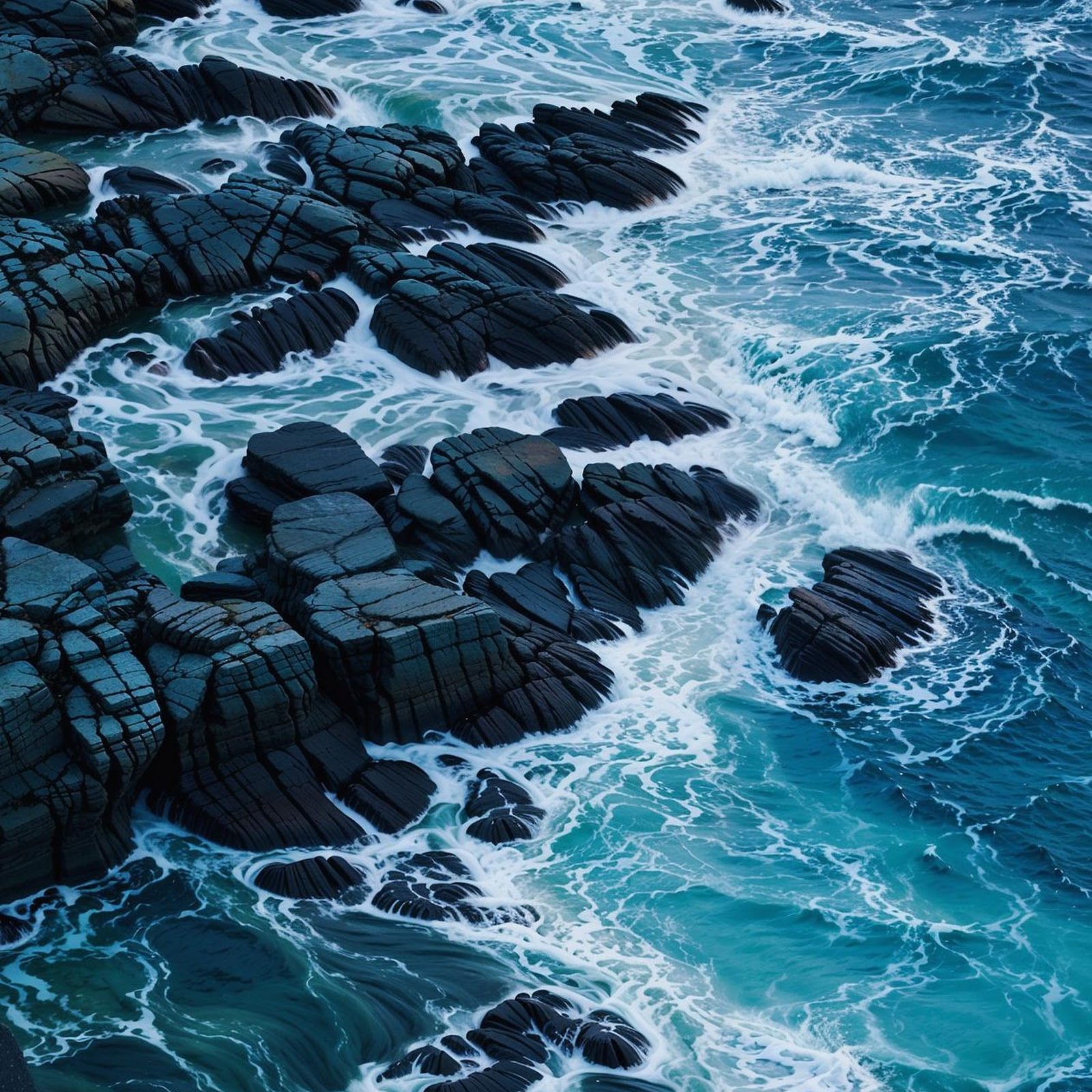 Download Blue Waves Crashing Against Rocks Full HD iPhone