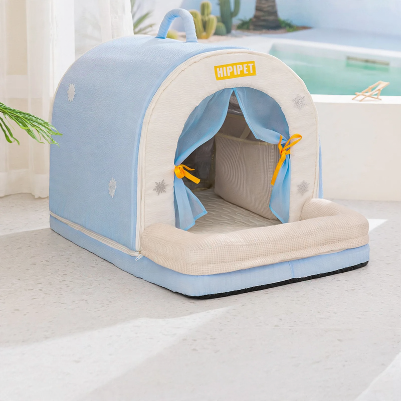 Large cooling igloo for dogs, Oxford fabric, with ice pack
