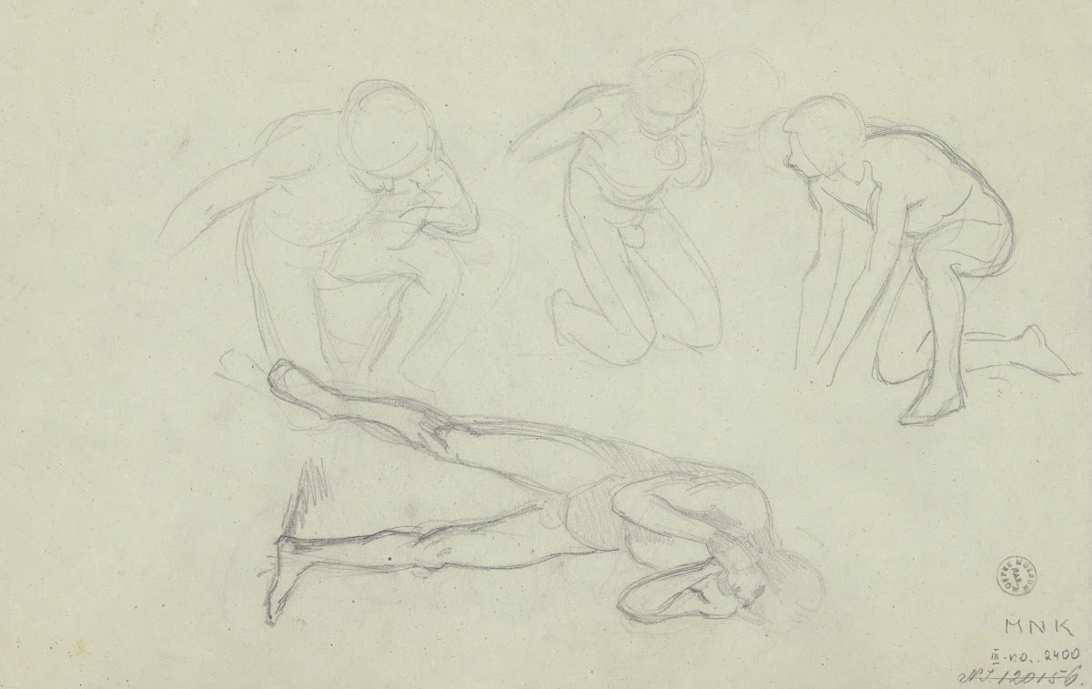 Sketches of nude males in various poses 1850